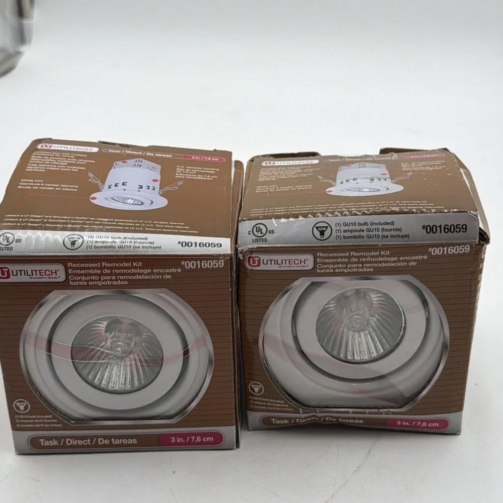 Lot 2 Ulitech White 3 inch GU10 50 Watt Gimbal Kit Lighting Kit 16059 Open/NEW